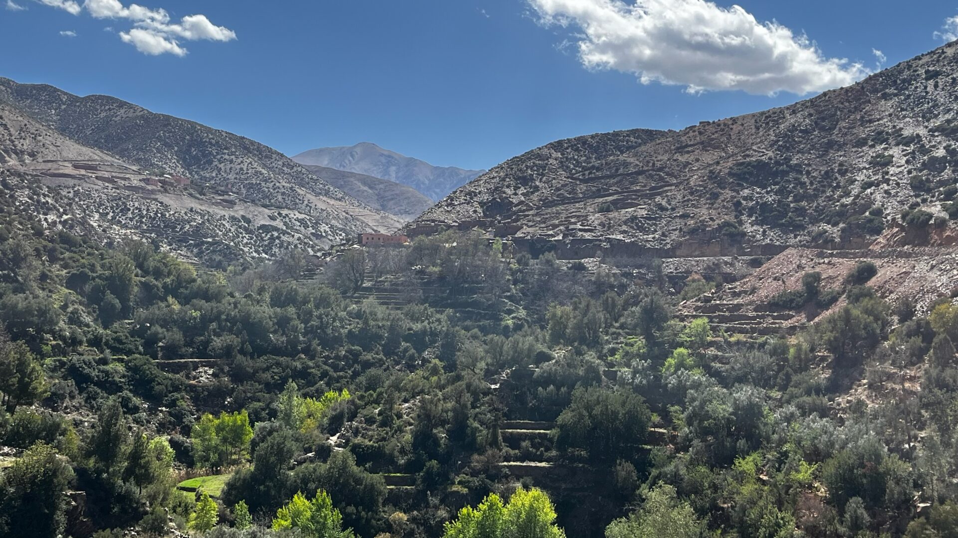 Vallée boisée entre les montagnes de l'Atlas